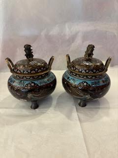 Par de cloissone Japoneses Meiji S XIX