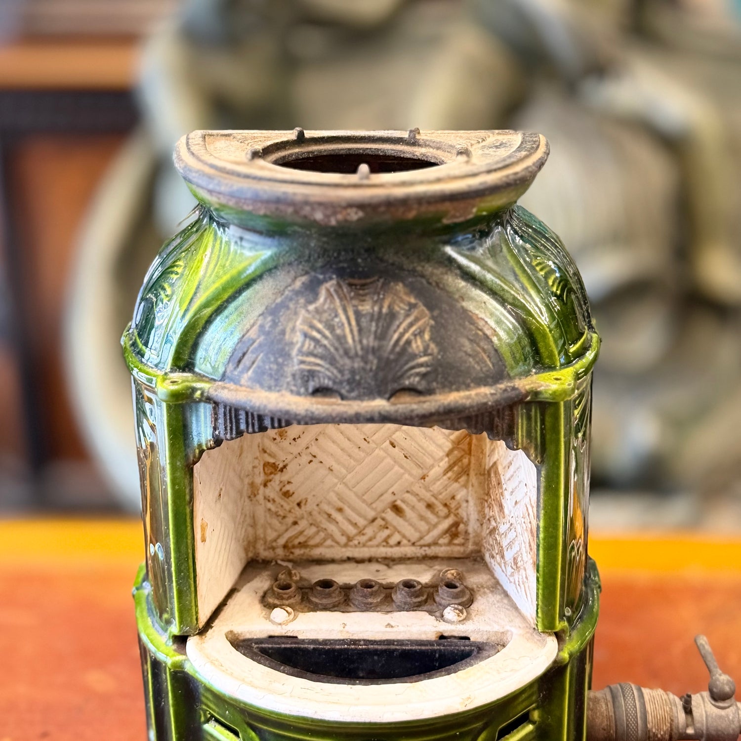 Estufa gas de fierro fundido Welsbach Kern inglesa Art-Nouveau. Inglaterra SXX