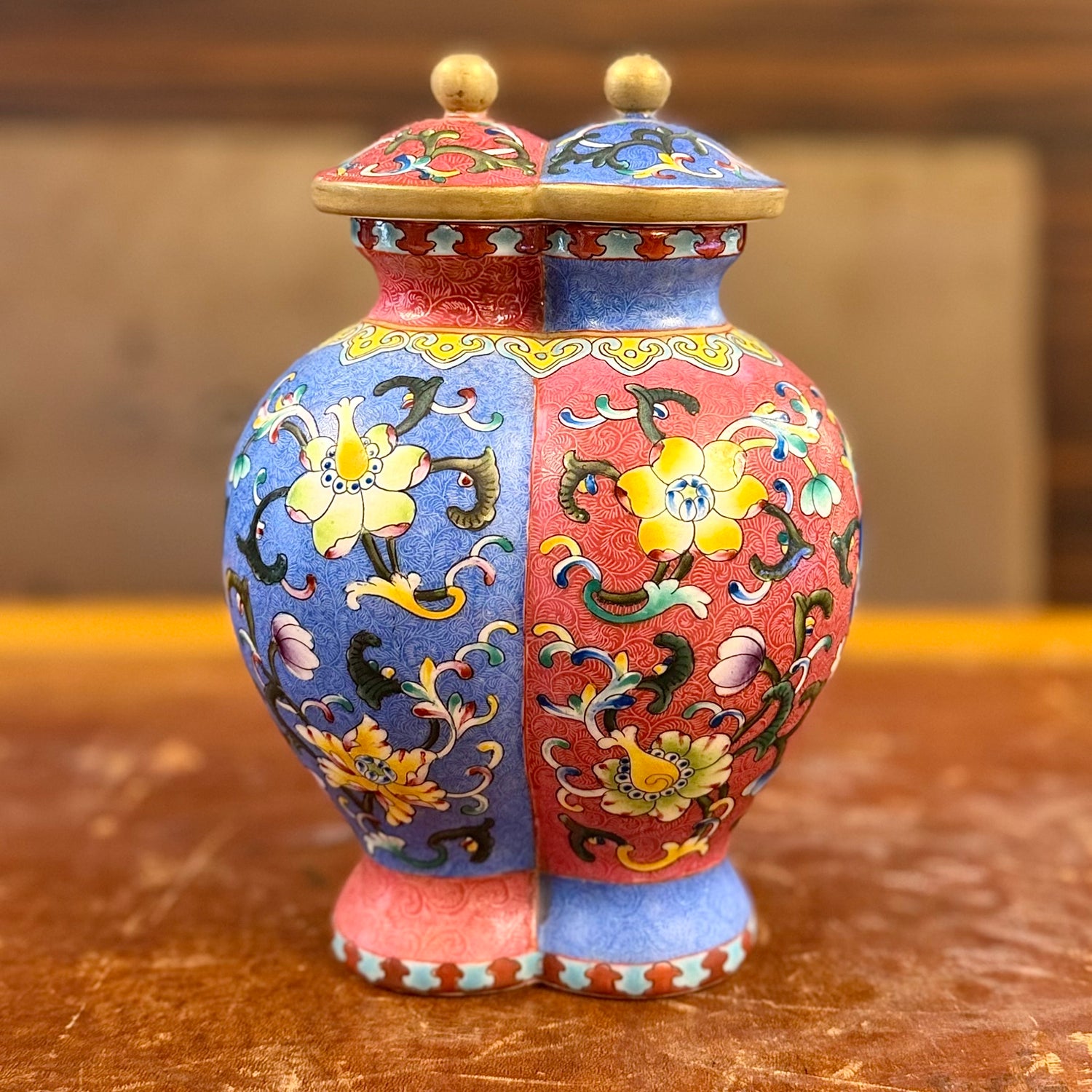 Botella China doble esmaltada Qianlong. Chino SXVIII