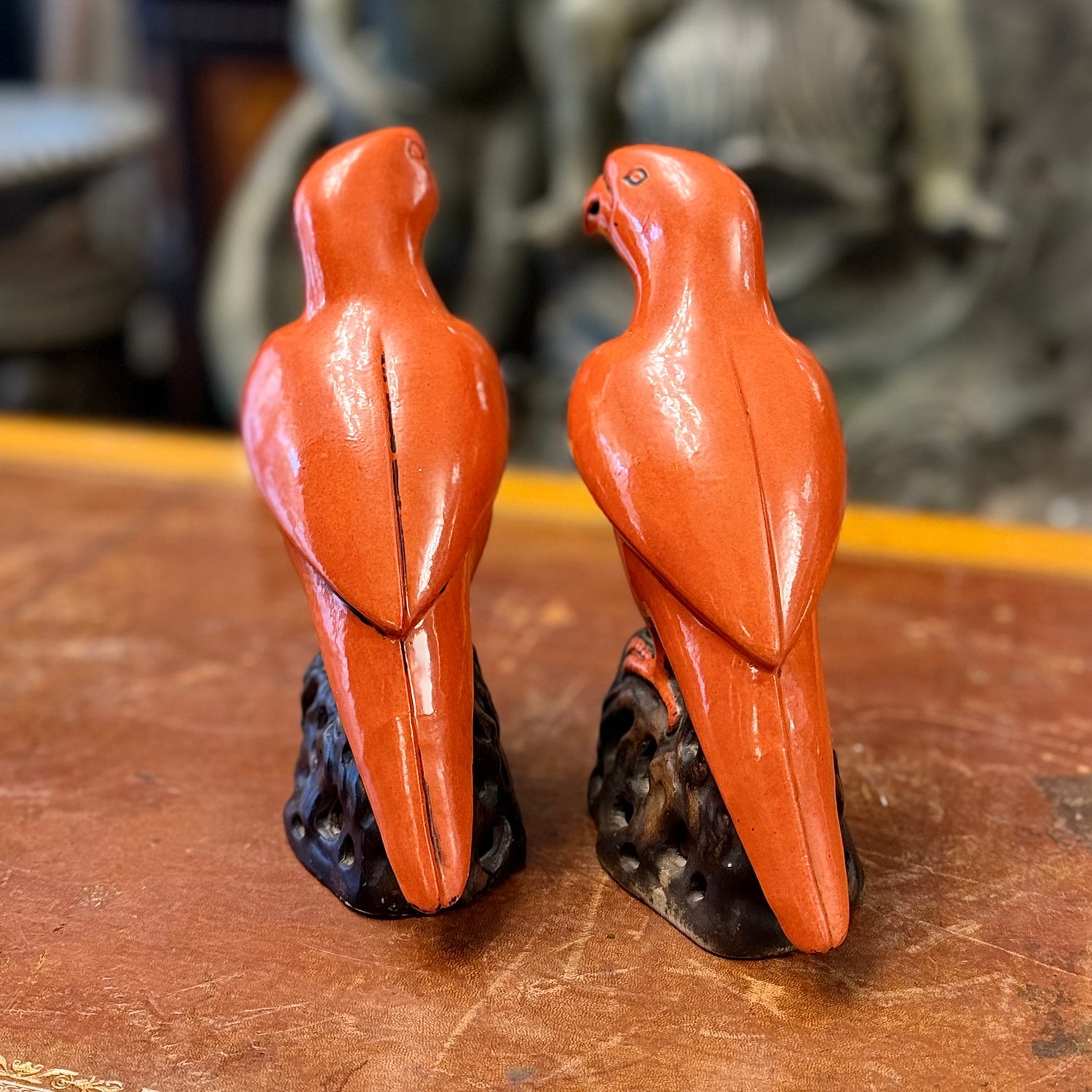 Par de loros chino de caolín. China SXIX