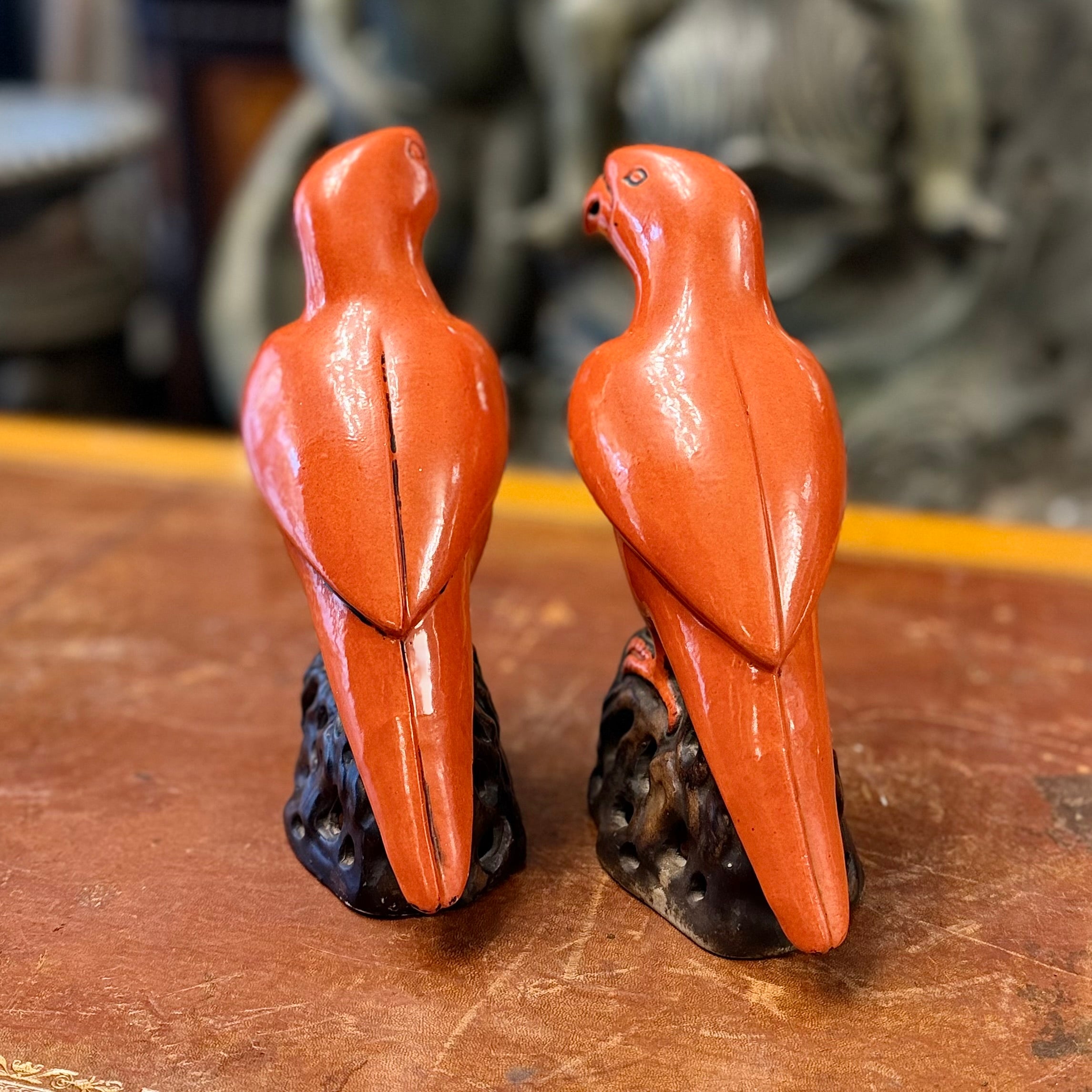 Par de loros chino de caolín. China SXIX