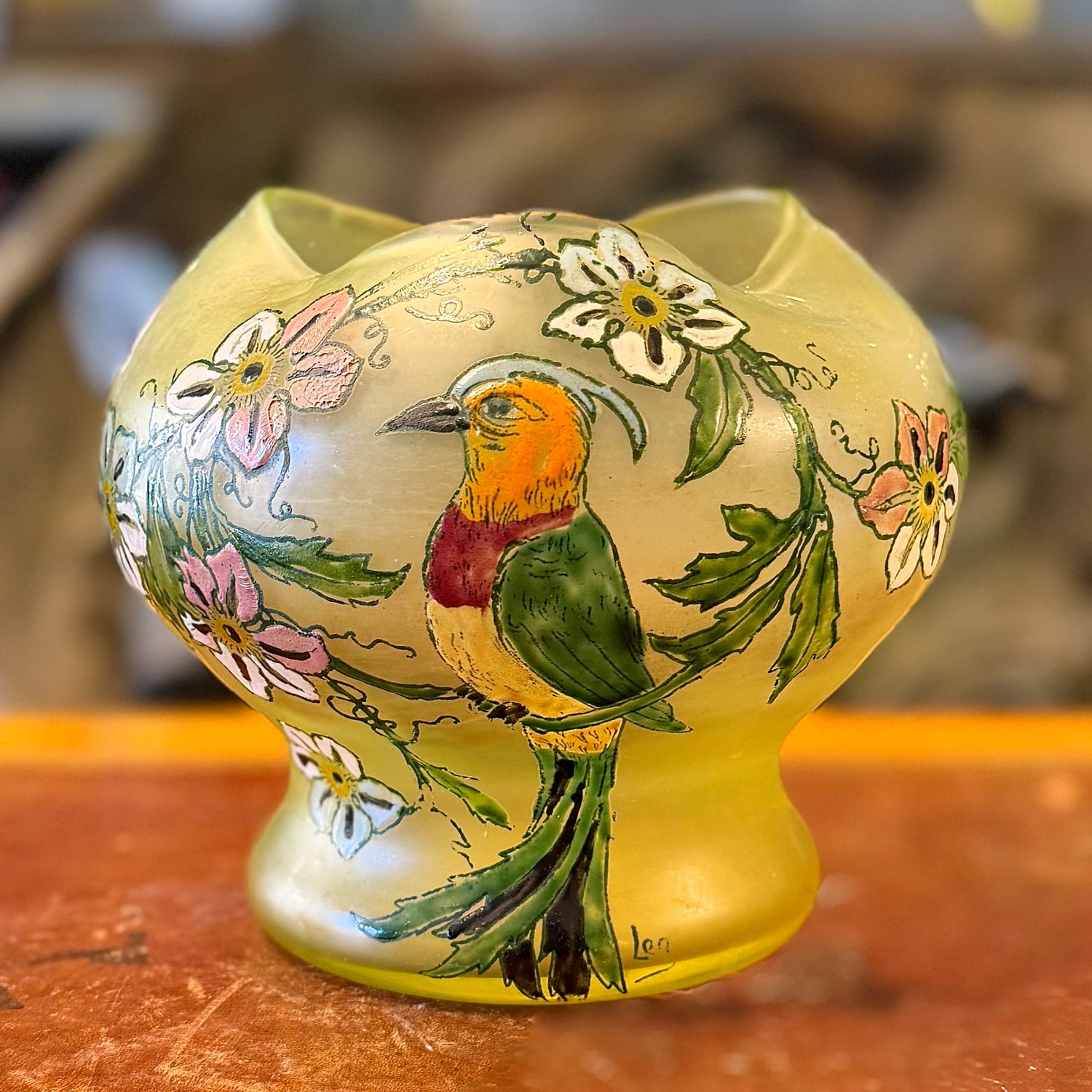 Juego de dos floreros y centro de mesa Art-Nouveau Legras. Francia SXX