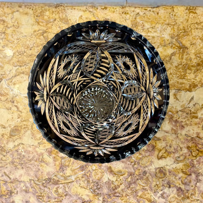Florero de cristal cortado sangre toro. Bohemia SXIX