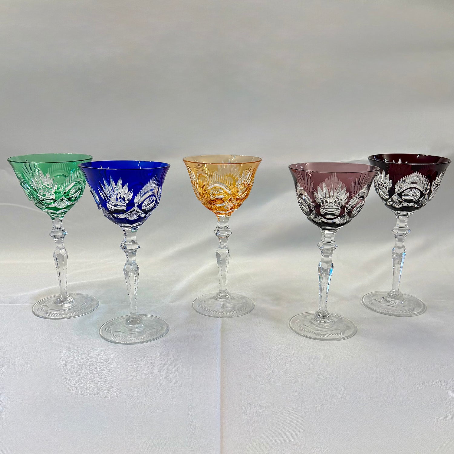 Juego de cinco copas de cristal cortado Peill&amp;Sohn. Alemania SXX