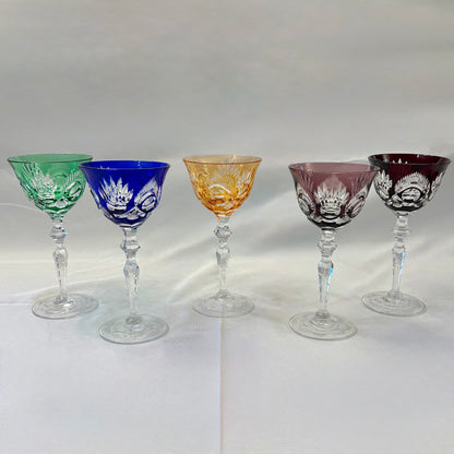 Juego de cinco copas de cristal cortado Peill&amp;Sohn. Alemania SXX