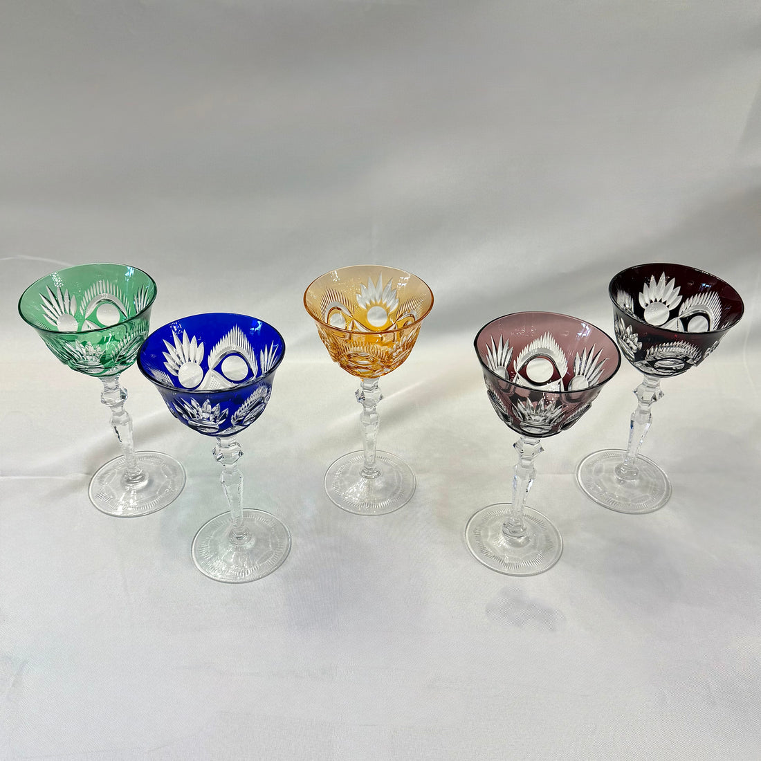 Juego de cinco copas de cristal cortado Peill&amp;Sohn. Alemania SXX