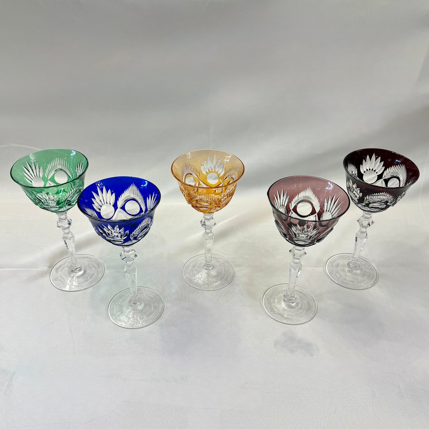 Juego de cinco copas de cristal cortado Peill&amp;Sohn. Alemania SXX