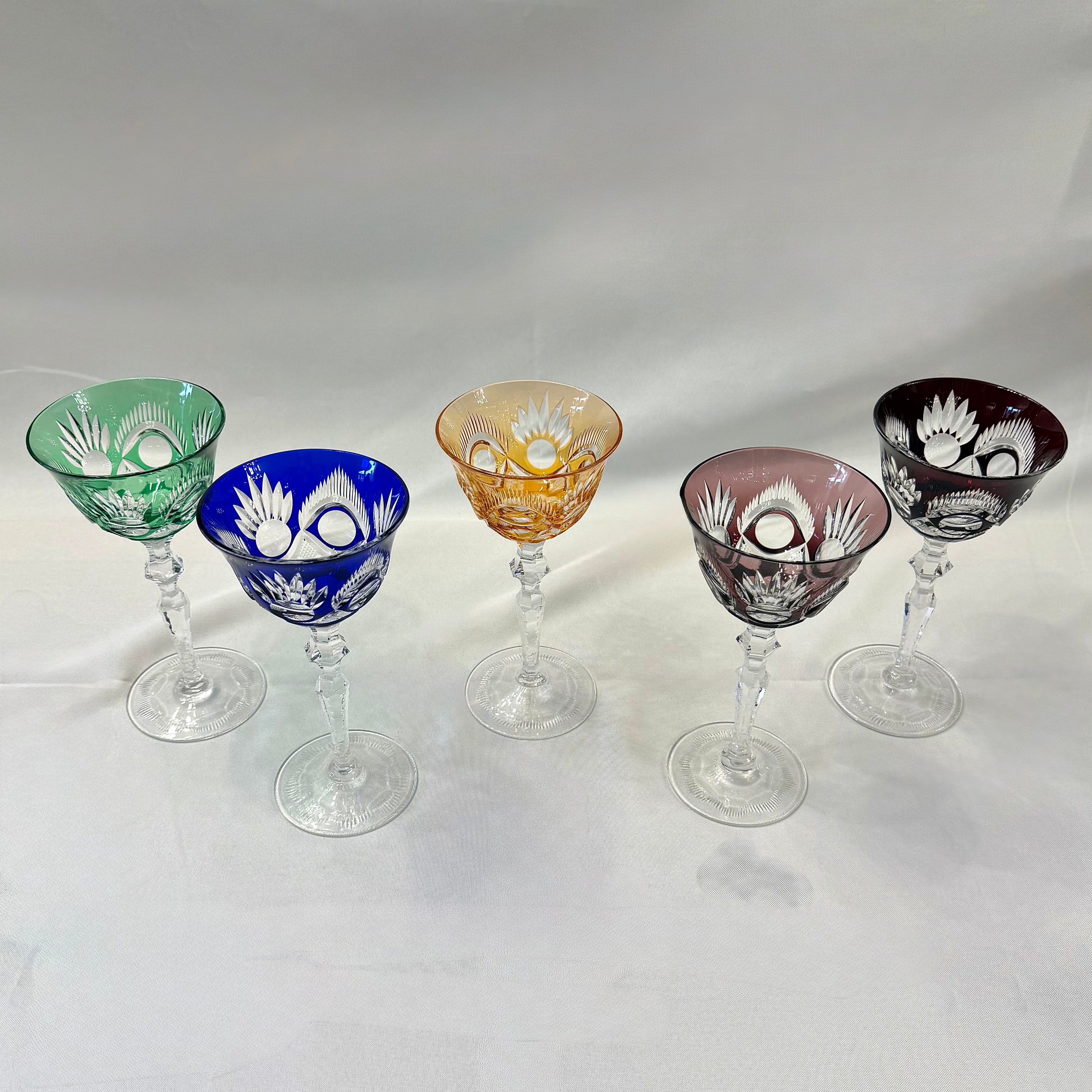 Juego de cinco copas de cristal cortado Peill&amp;Sohn. Alemania SXX