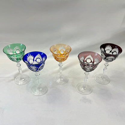 Juego de cinco copas de cristal cortado Peill&amp;Sohn. Alemania SXX