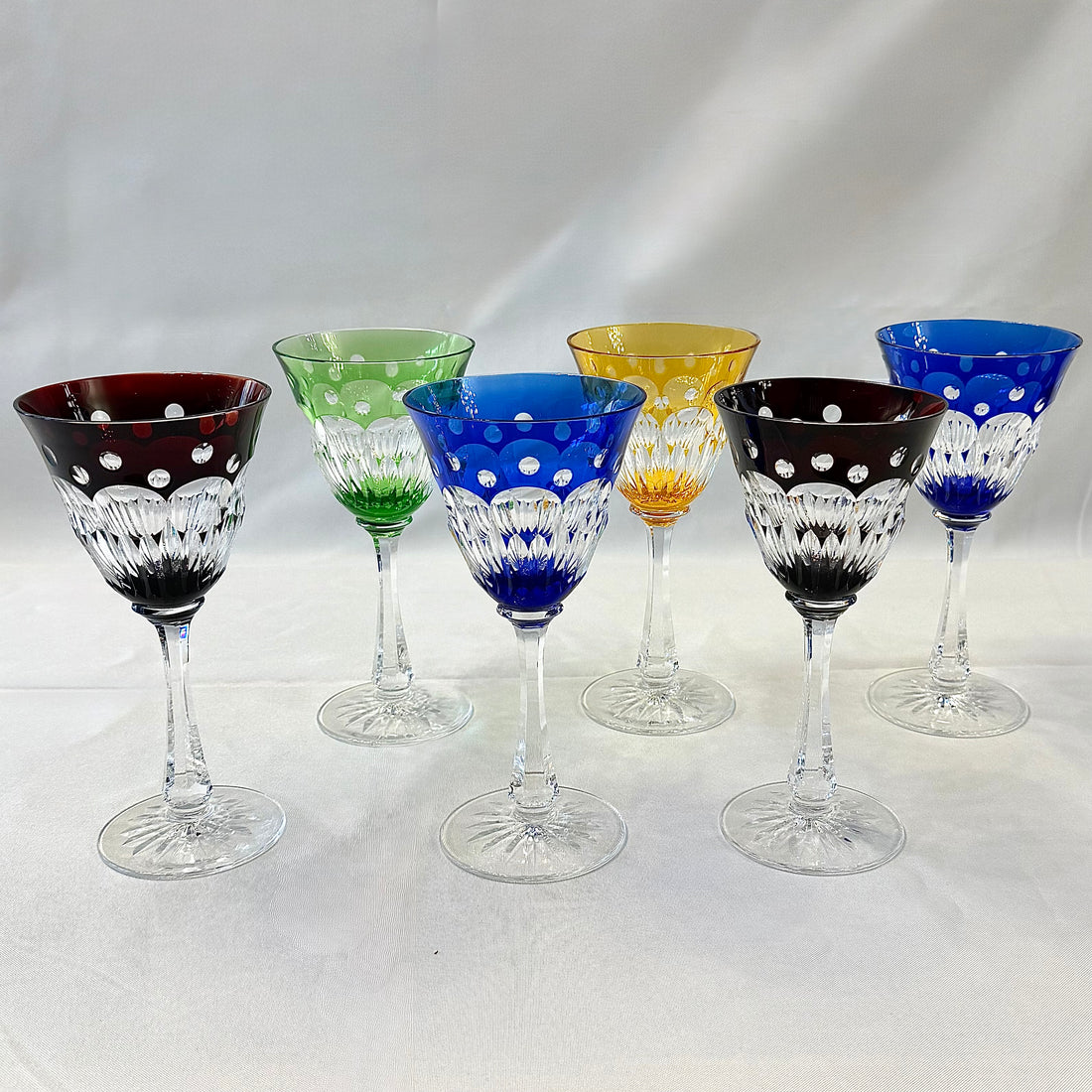 Juego de seis copa de cristal cortado. Checoeslovaquia sxx