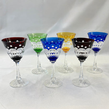 Juego de seis copa de cristal cortado. Checoeslovaquia sxx