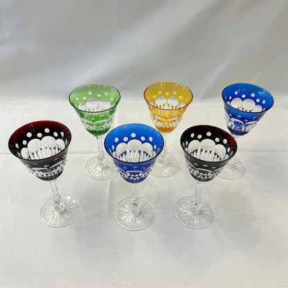 Juego de seis copa de cristal cortado. Checoeslovaquia sxx