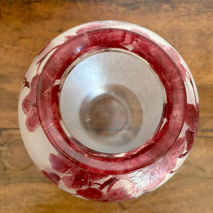 Florero de vidrio cameo Art-Nouveau LEGRAS. Francia SXX