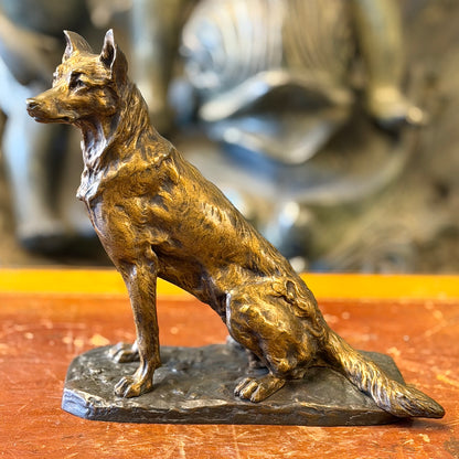 Escultura bronce perro guardián Albert Pierre Laplanche. Francia SXX