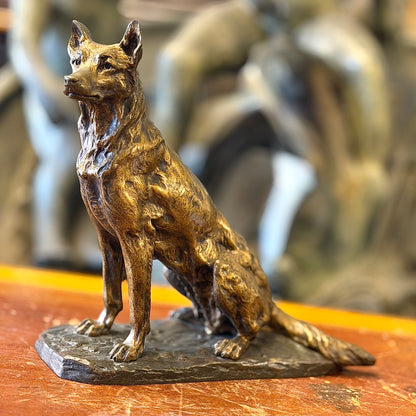 Escultura bronce perro guardián Albert Pierre Laplanche. Francia SXX