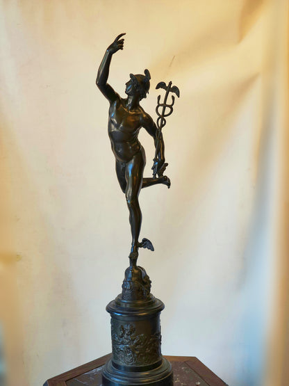 Dios Mercurio en bronce según Jean de Bologne. SXIX