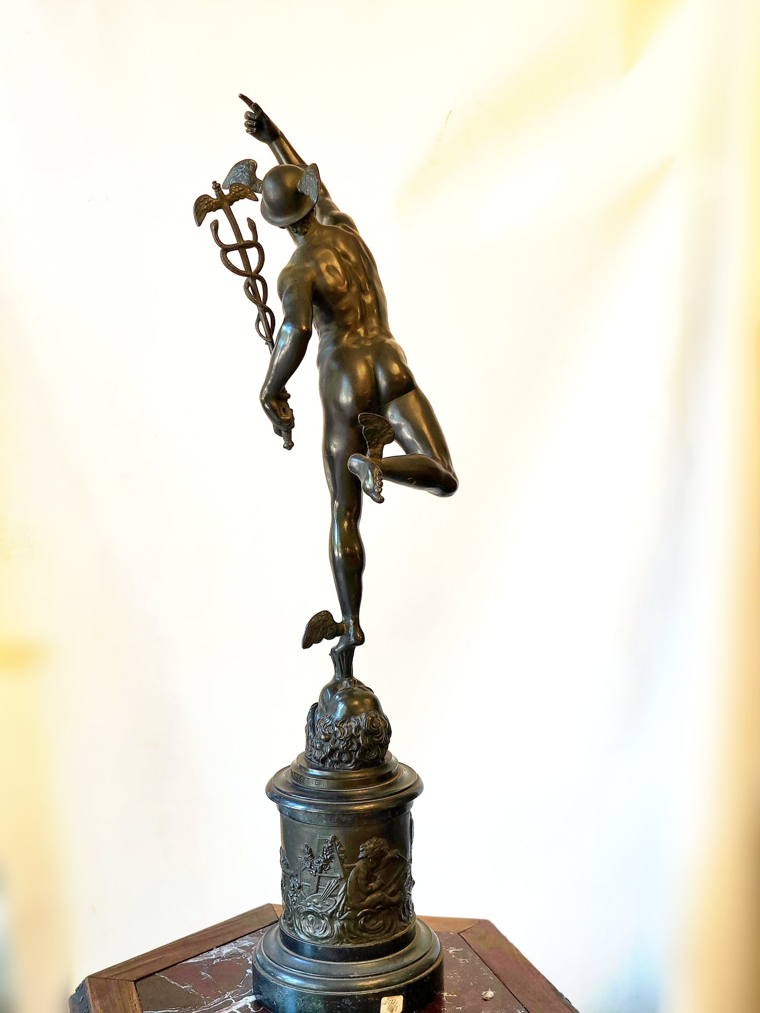 Dios Mercurio en bronce según Jean de Bologne. SXIX