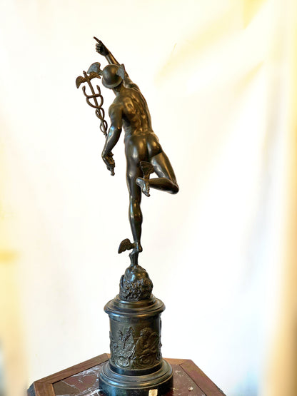 Dios Mercurio en bronce según Jean de Bologne. SXIX