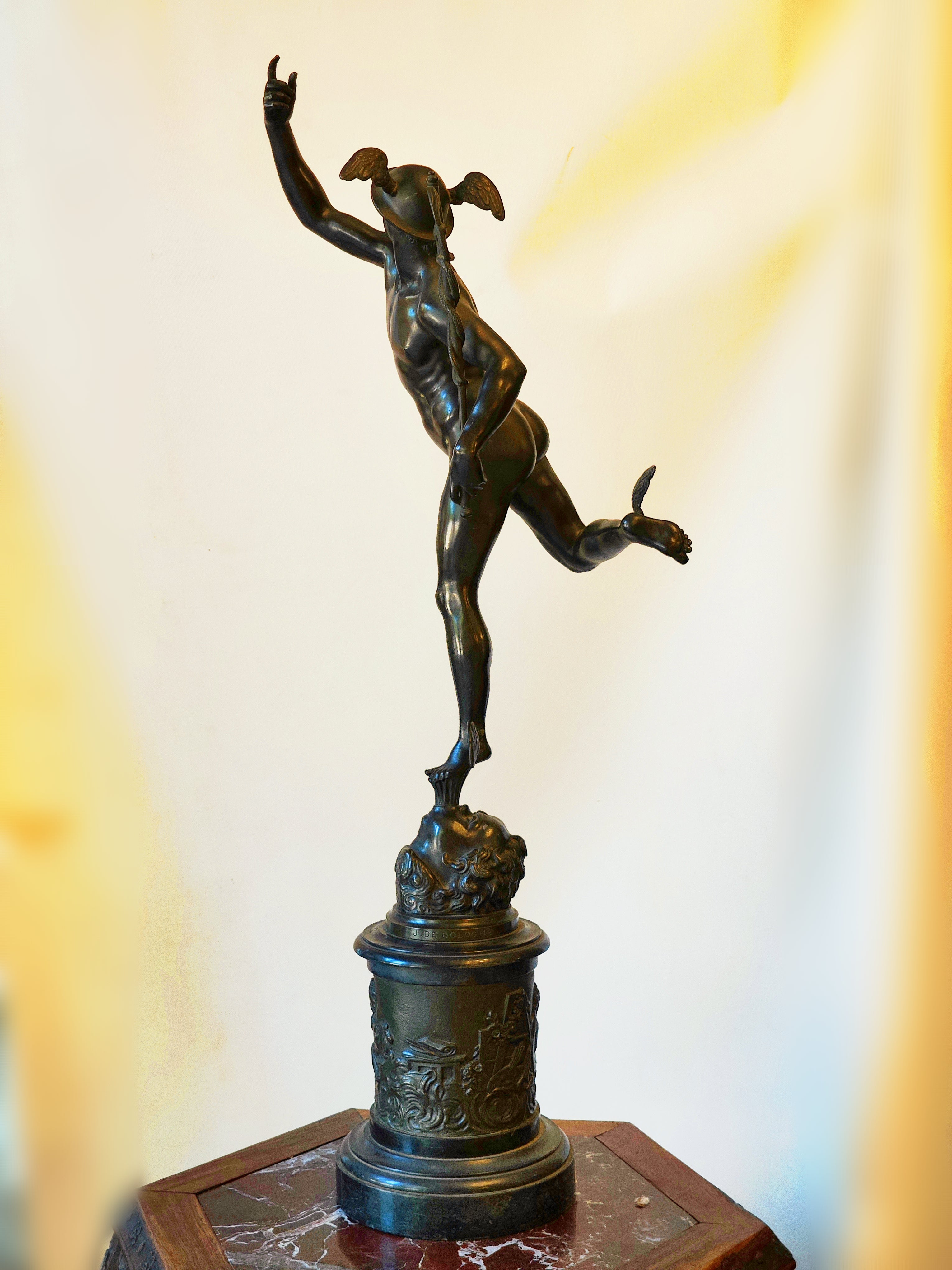 Dios Mercurio en bronce según Jean de Bologne. SXIX