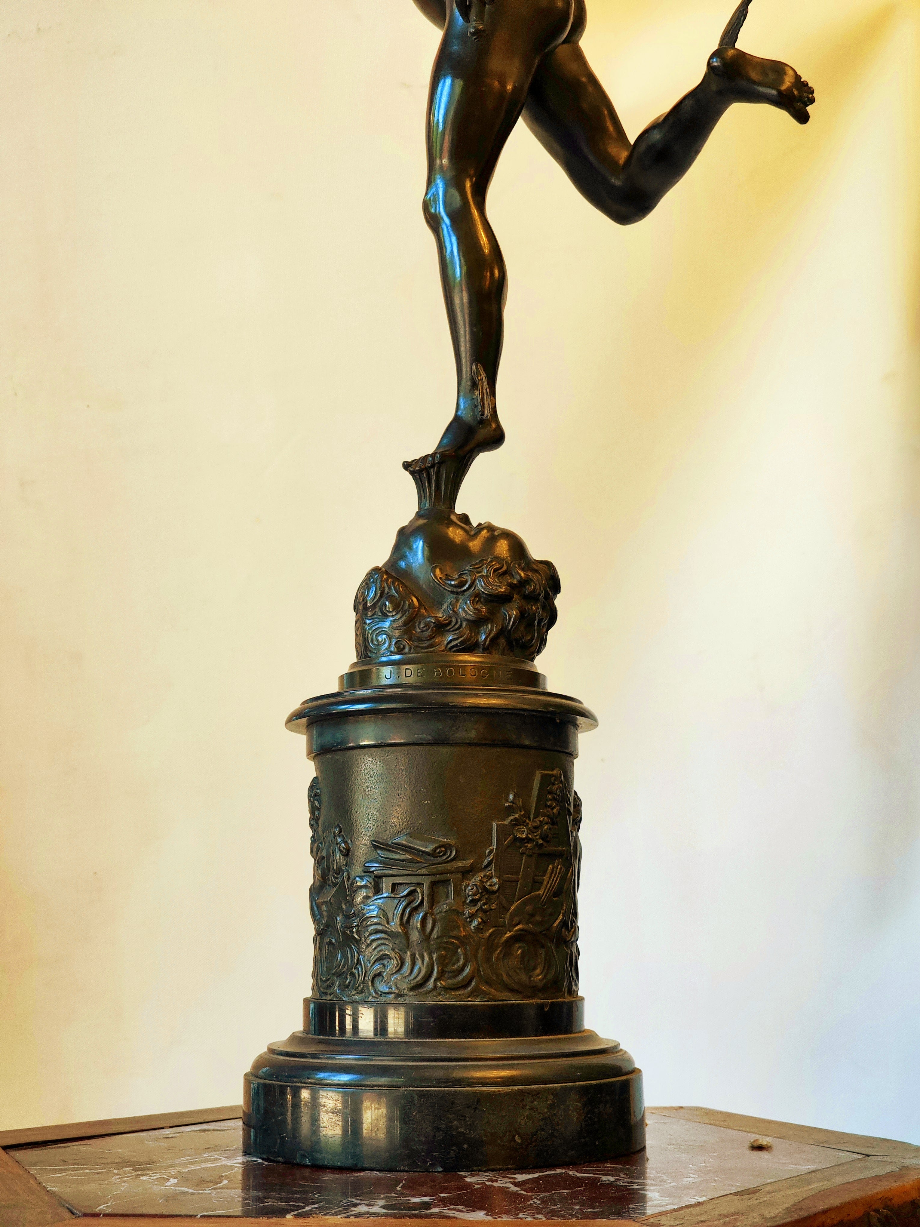 Dios Mercurio en bronce según Jean de Bologne. SXIX