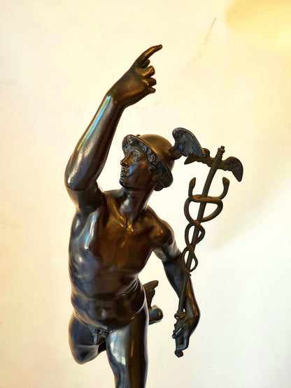 Dios Mercurio en bronce según Jean de Bologne. SXIX