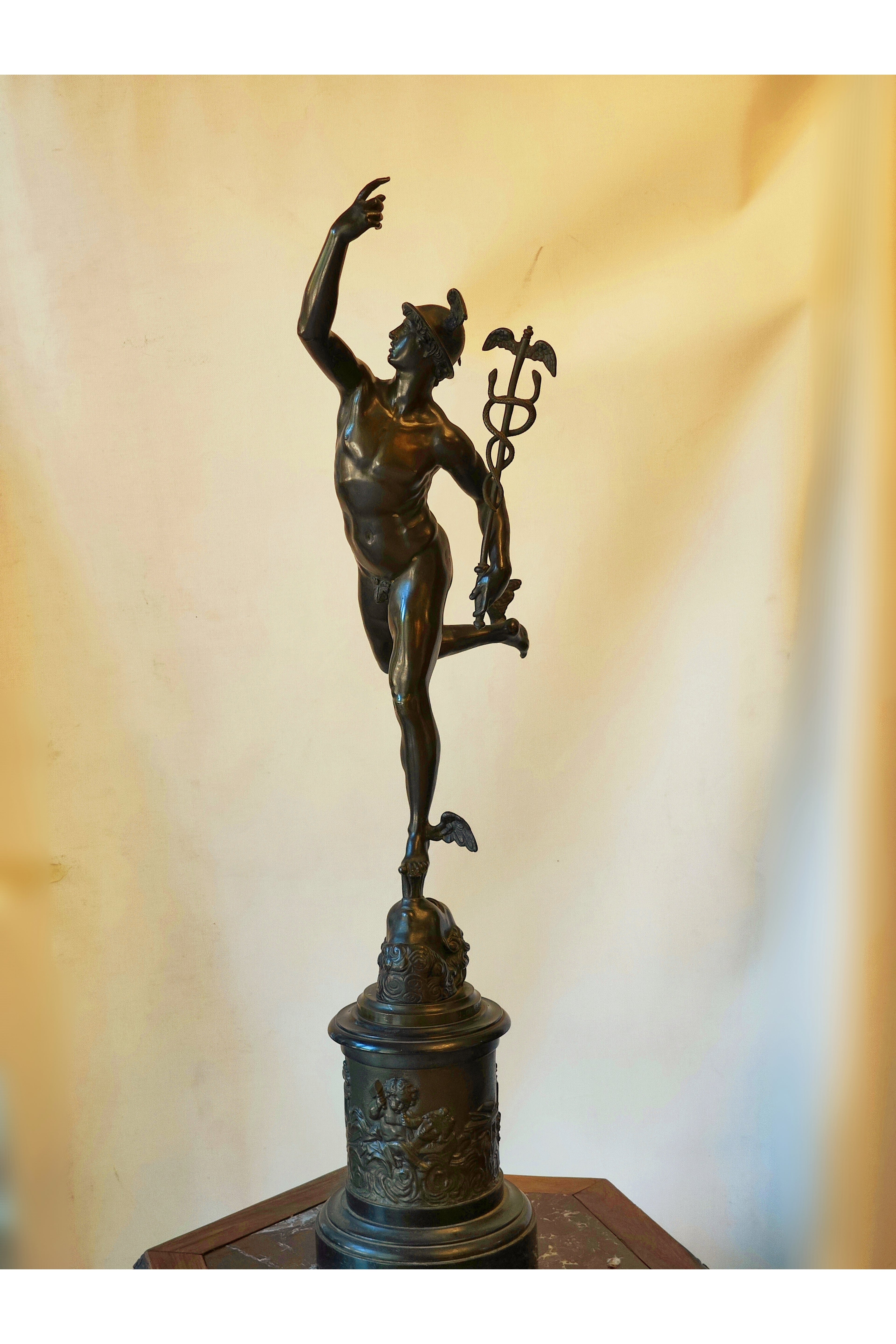 Dios Mercurio en bronce según Jean de Bologne. SXIX