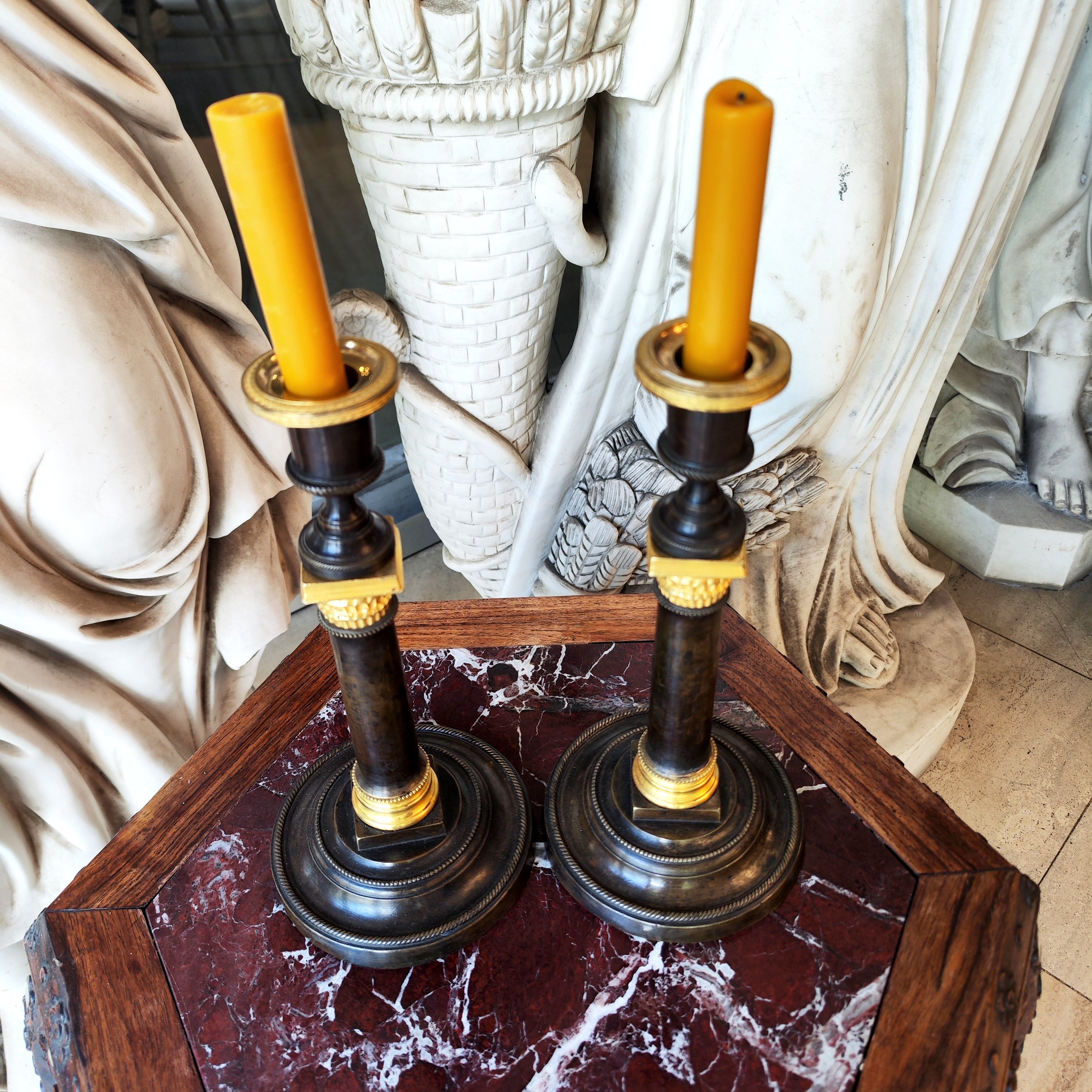 Par de candelabros bronce Época Napoleón III. SXIX