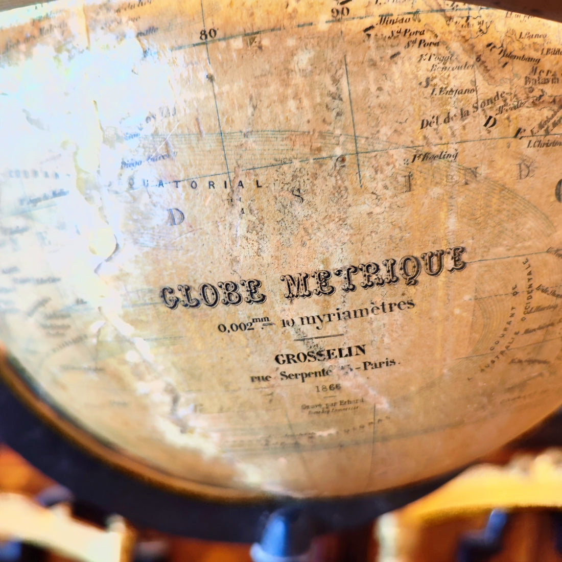 Globo terráqueo firmado Grosslin. Francia 1876