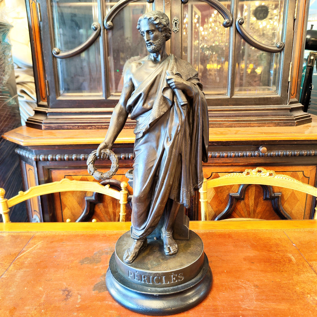 Importante figura en peltre de Pericles. Italia SIX