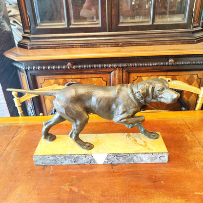 Escultura ART-DECO perro caza pointer. Francia SXX