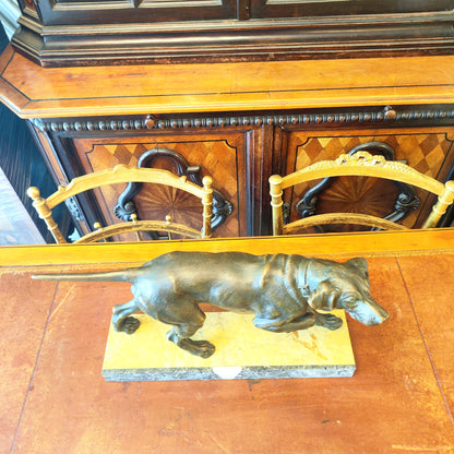 Escultura ART-DECO perro caza pointer. Francia SXX