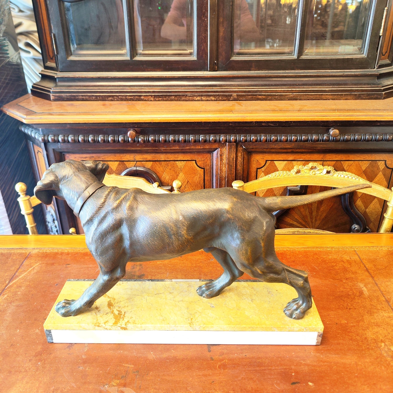 Escultura ART-DECO perro caza pointer. Francia SXX