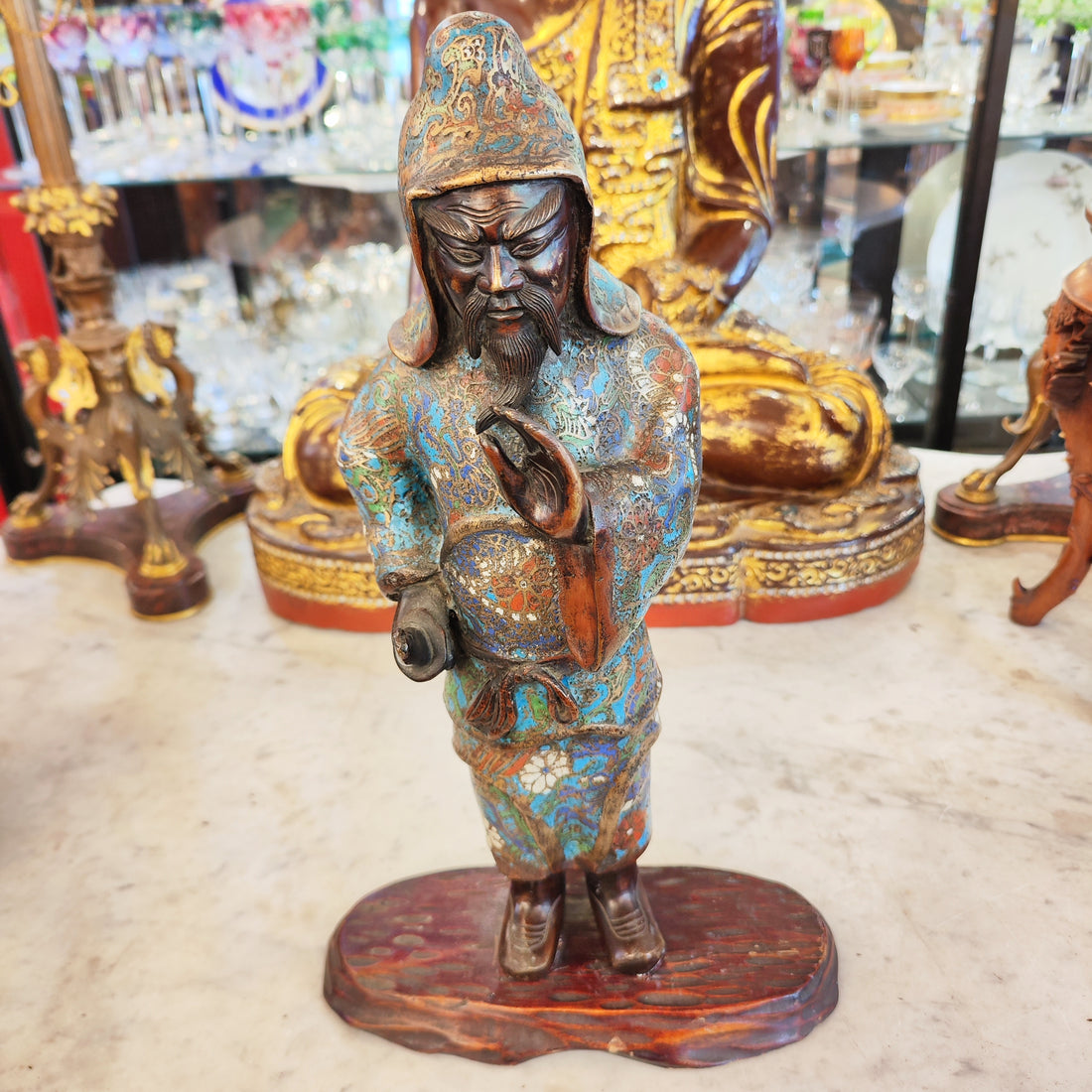 Guerrero samurái japones cloissone. japón Meiji SXIX