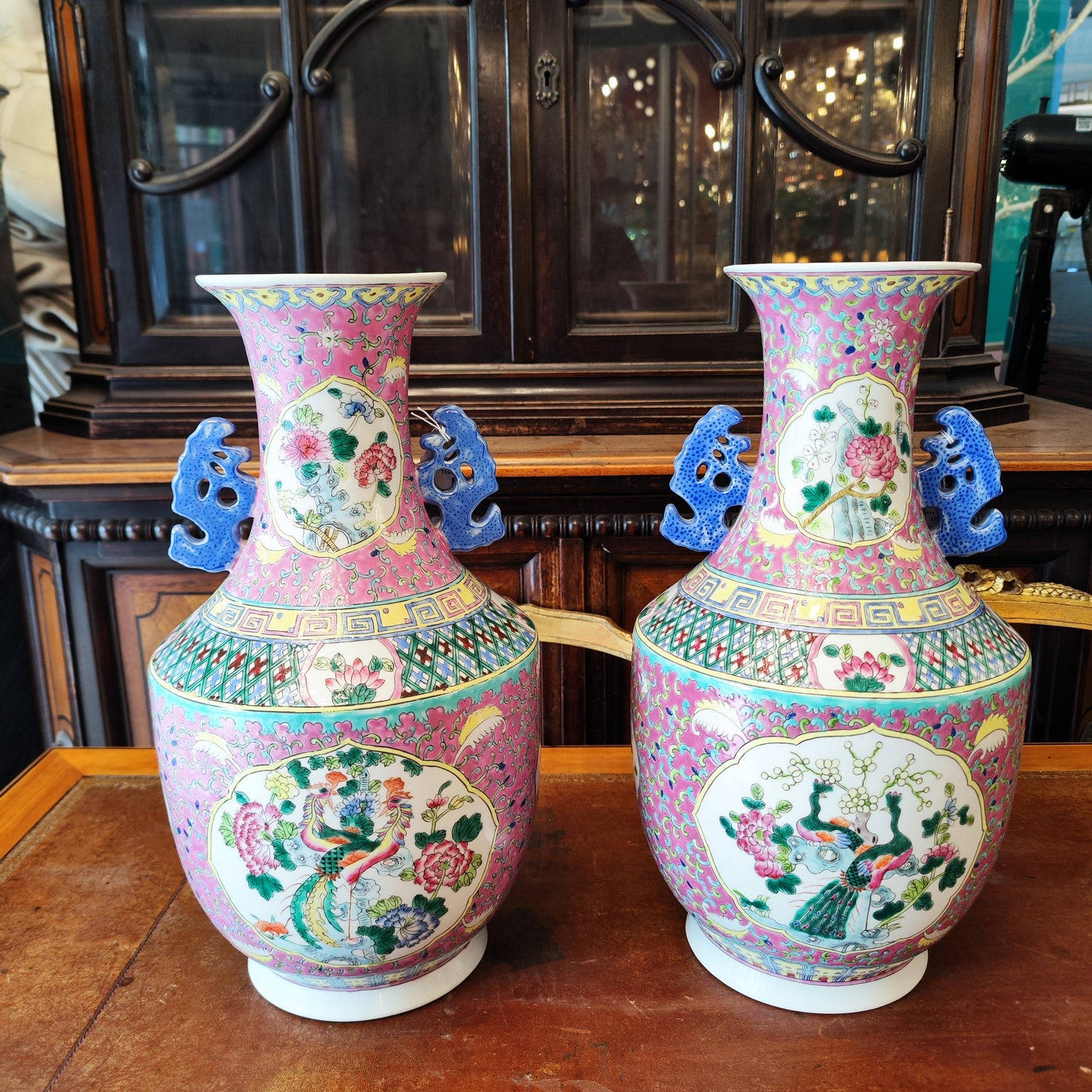 Par de jarrones china rosados. China SXX