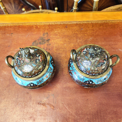 Par de cloissone Japoneses Meiji época Edo SXIX