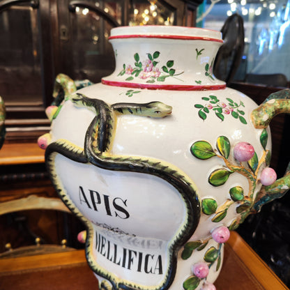 Gran par de frascos de farmacia con ramas de higos. Francia SXIX