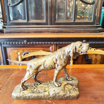 Perro firma L.BUREAU de bronce. Francia SXIX