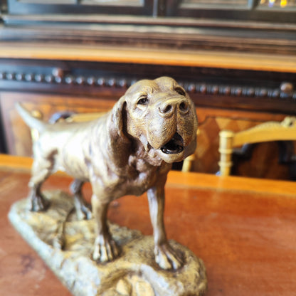 Perro firma L.BUREAU de bronce. Francia SXIX