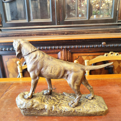 Perro firma L.BUREAU de bronce. Francia SXIX