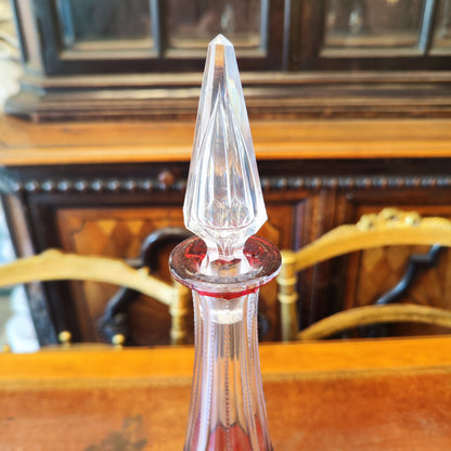 Botella de cristal cortado Rubí. Checoeslovaquia. SXX