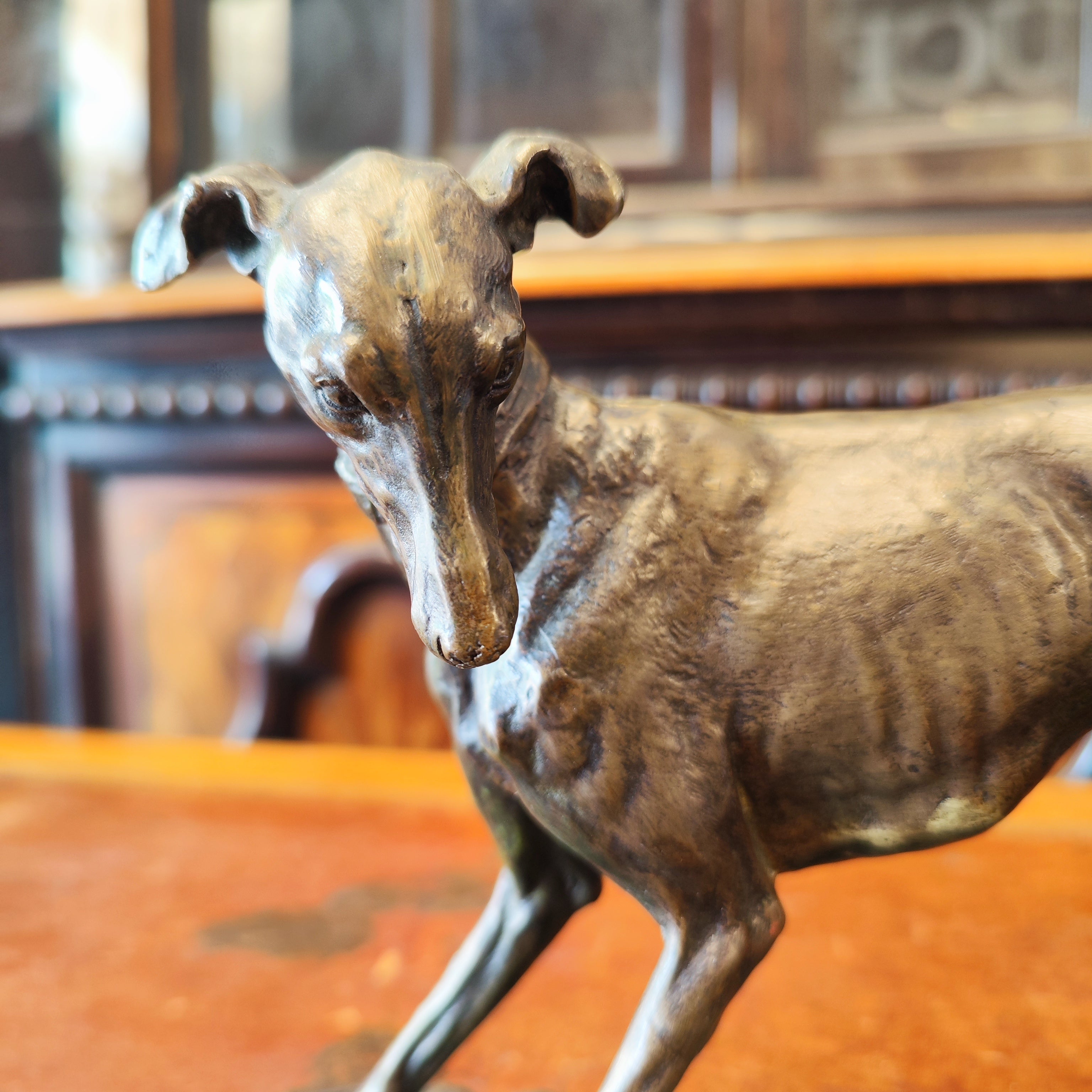 Galgo de bronce firmado Thomas Francois Cratier. Francia SXIX