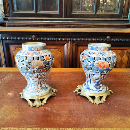 Par de Jarrones Imari Chinoiserie. Francia SXIX