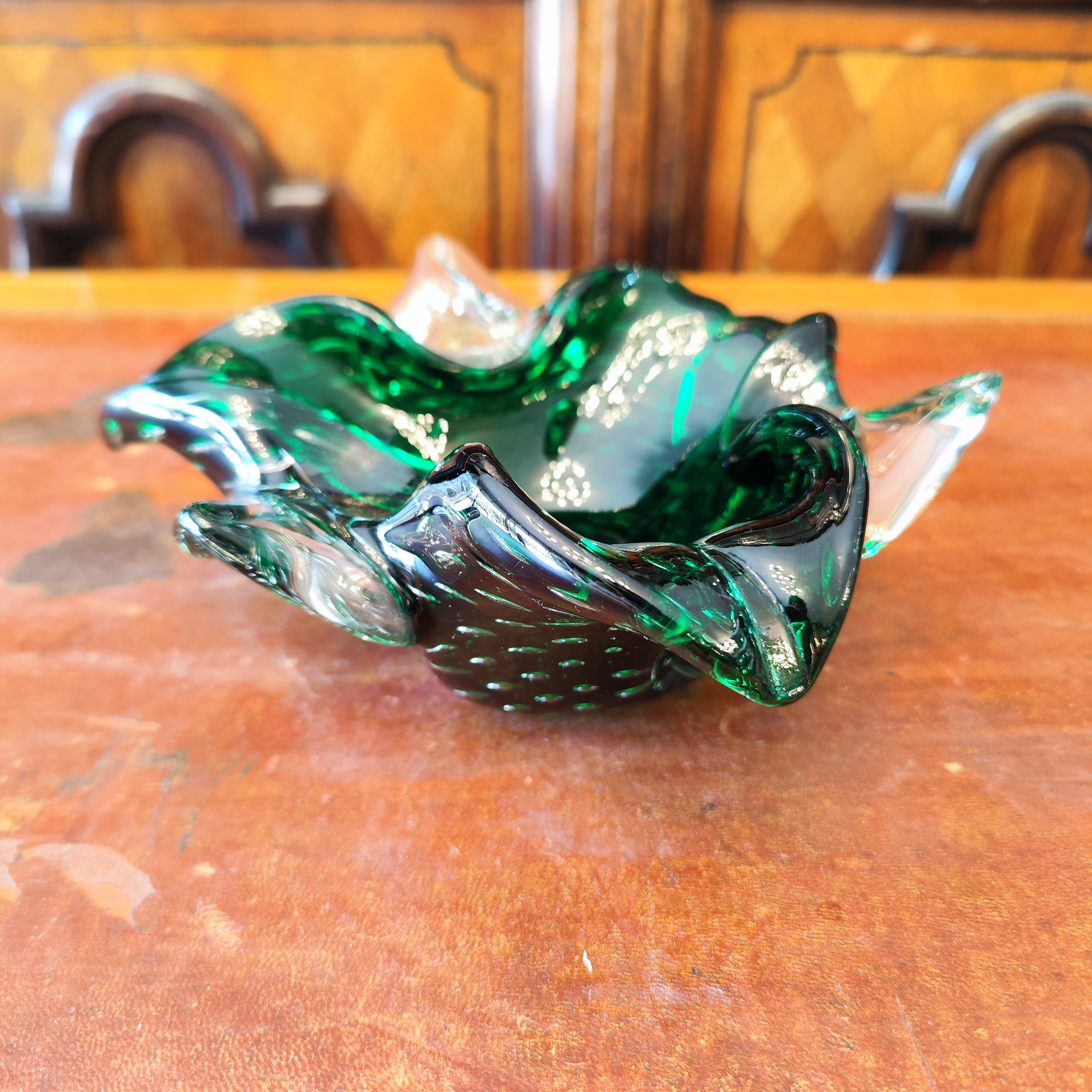 Cenicero Yungay verde con burbujas. Chile SXX