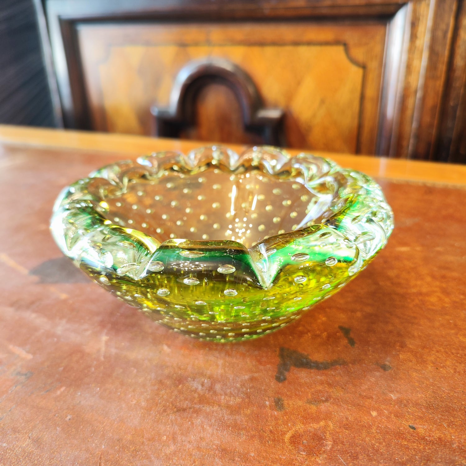 Cenicero Yungay verde lima burbujitas. Chile SXX