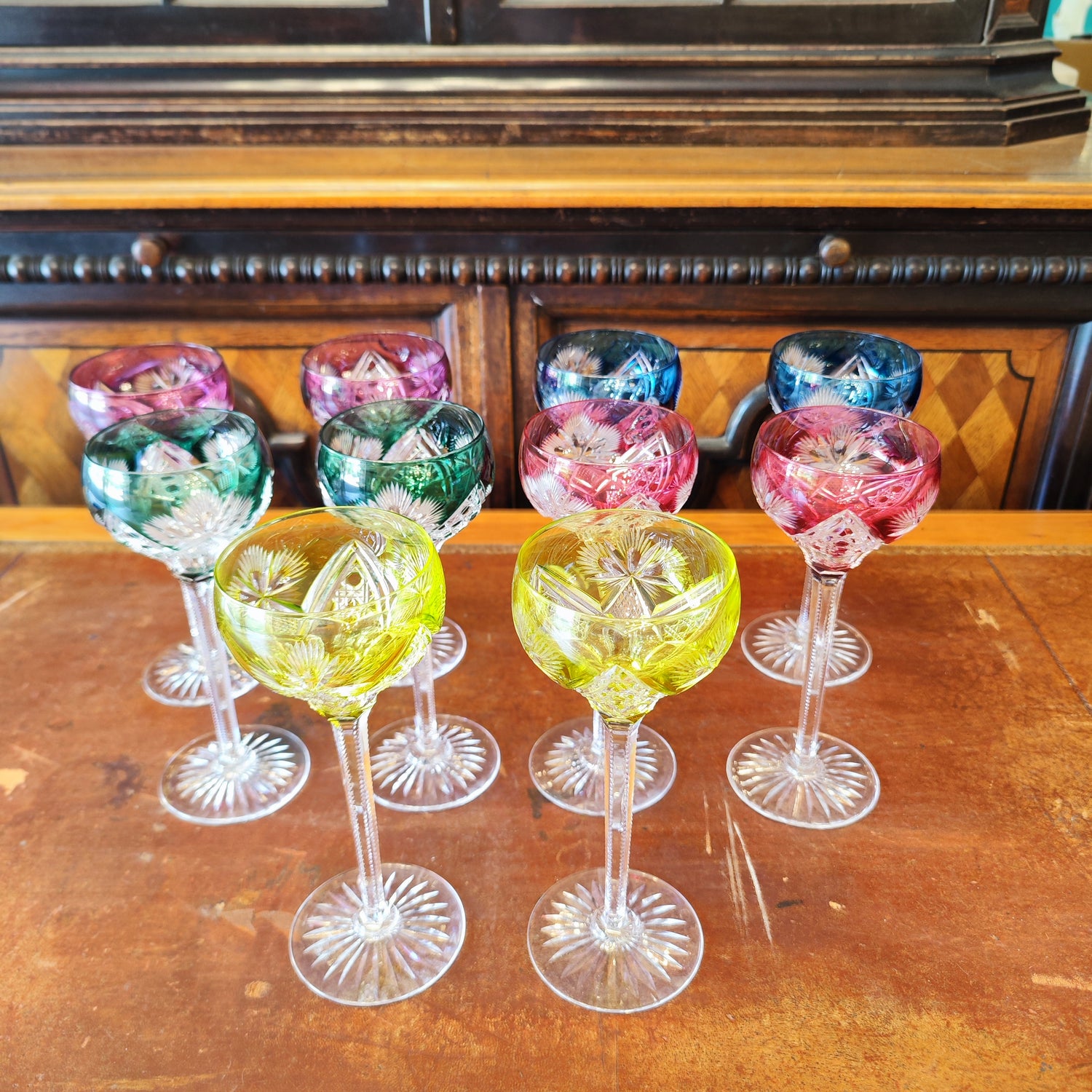 Juego de diez copas cristal Frances. Francia SXX
