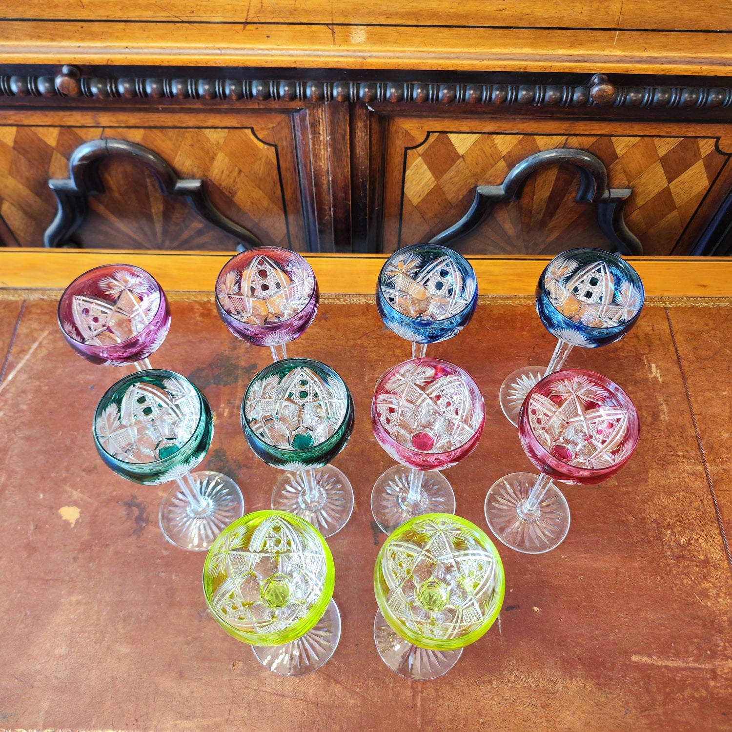 Juego de diez copas cristal Frances. Francia SXX