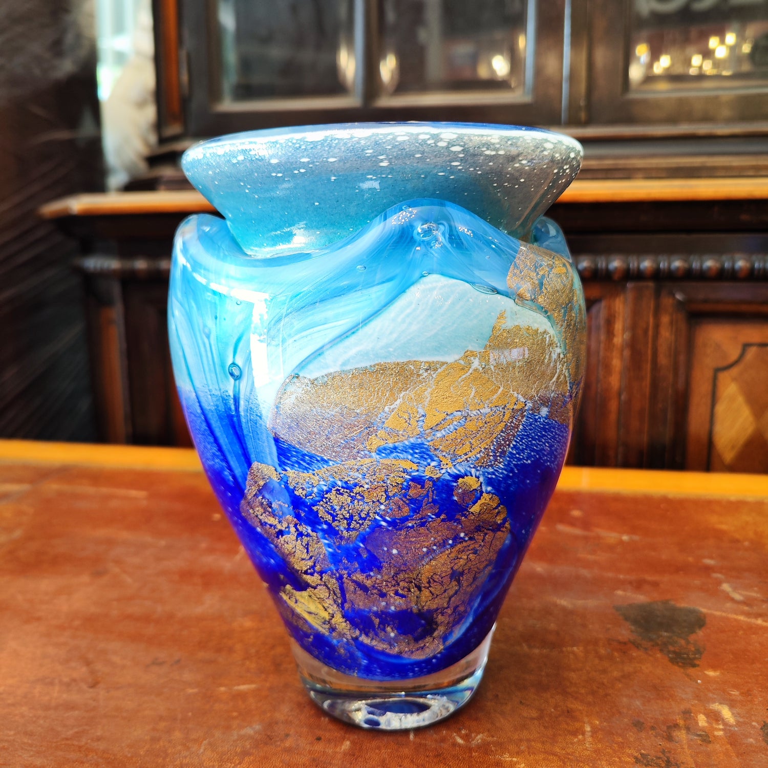 Jarrón vidrio soplado firma GLAMBIU. Francia SXX