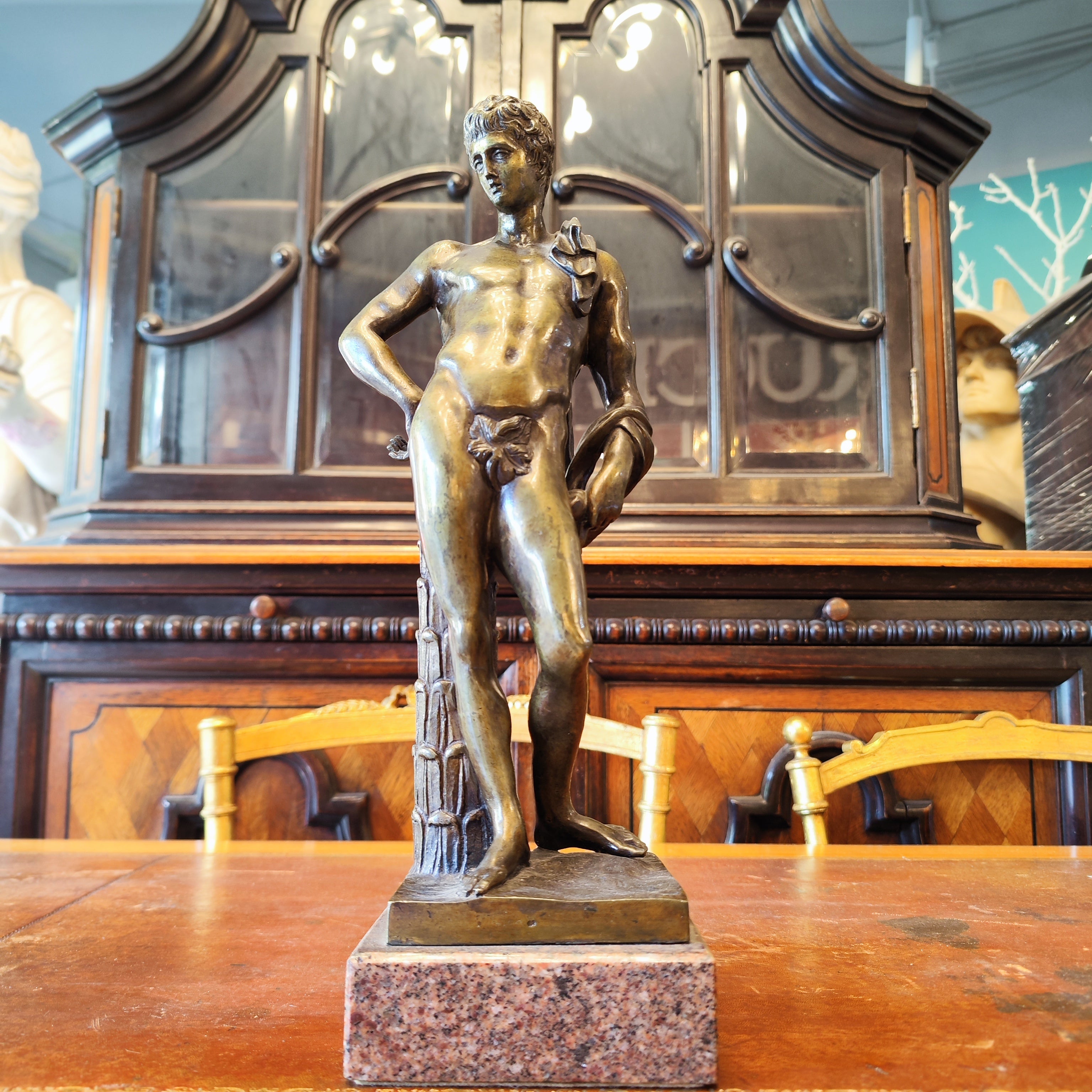 Escultura italiana de bronce dios Apolo. SXIX