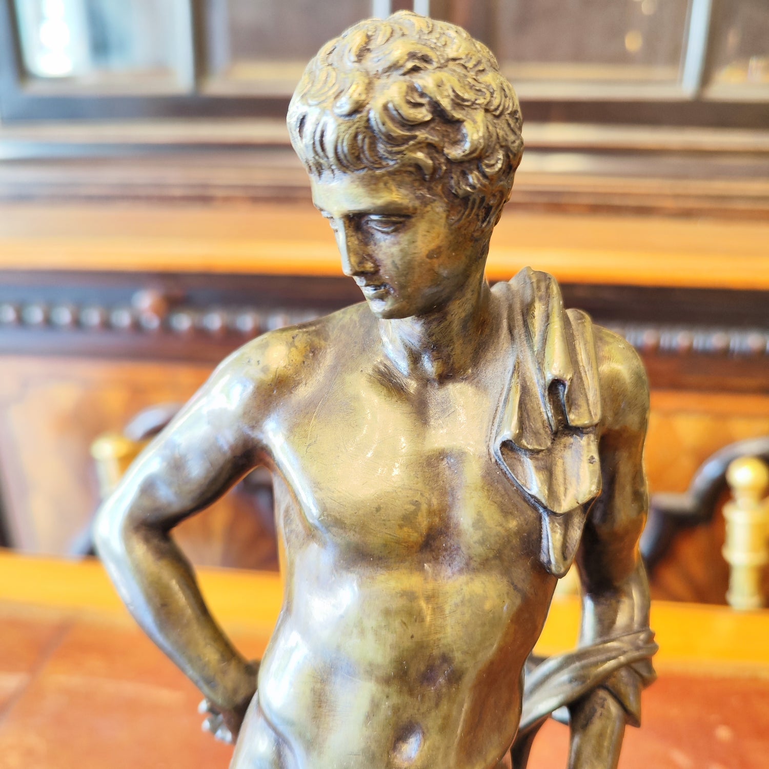 Escultura italiana de bronce dios Apolo. SXIX