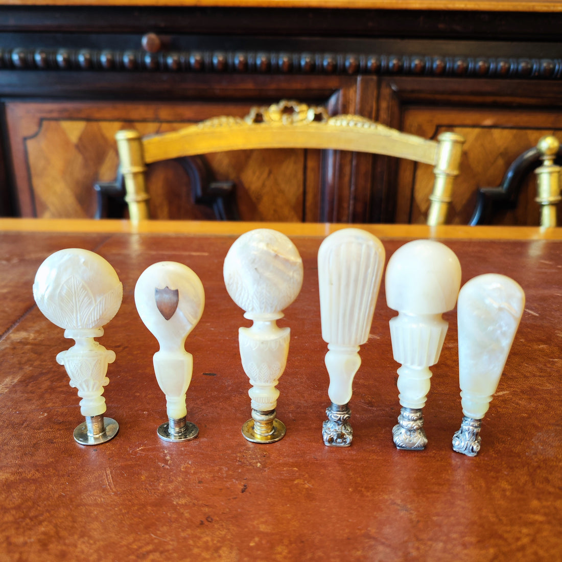 Juego de seis sellos en nácar franceses. Luis Felipe SXIX